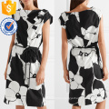 Floral-Print Cotton White And Black Short Sleeve Mini Summer Dress Manufacture Wholesale Fashion Women Apparel (TA0277D)